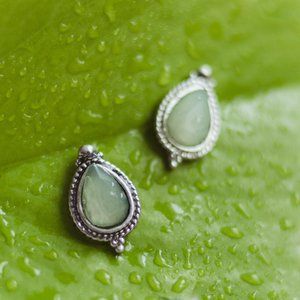 Vintage Mint Teardrop Victorian Studs